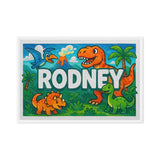 Rodney Name Art - Dinosaur Adventure personalized wall print for kids