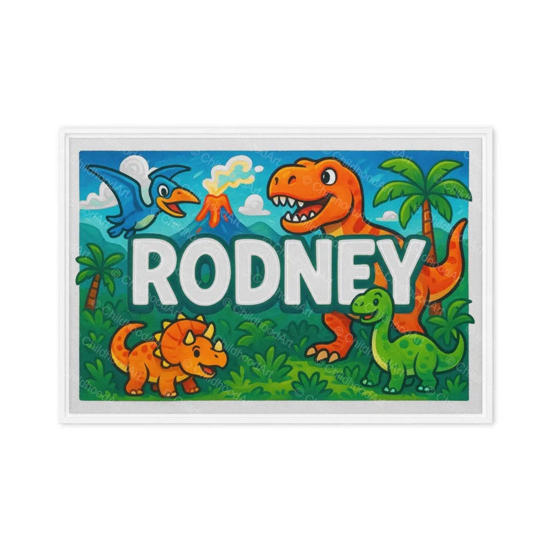 Rodney Name Art - Dinosaur Adventure personalized wall print for kids