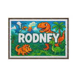 Rodney Name Art - Dinosaur Adventure personalized wall print for kids