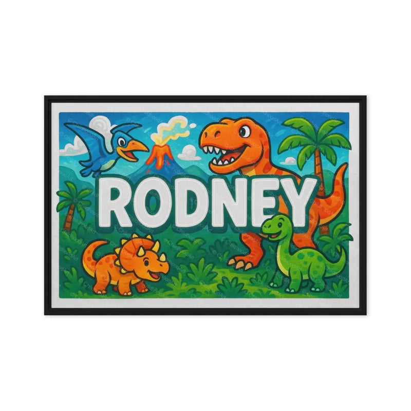 Rodney Name Art - Dinosaur Adventure personalized wall print for kids