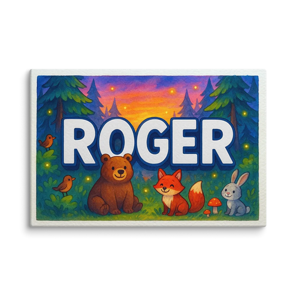 Roger Name Art - Forest Friends Personalized Wall Art