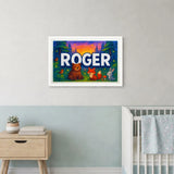Roger Name Art - Forest Friends personalized wall print for kids