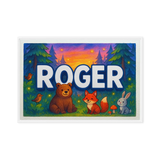 Roger Name Art - Forest Friends personalized wall print for kids