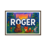 Roger Name Art - Forest Friends personalized wall print for kids