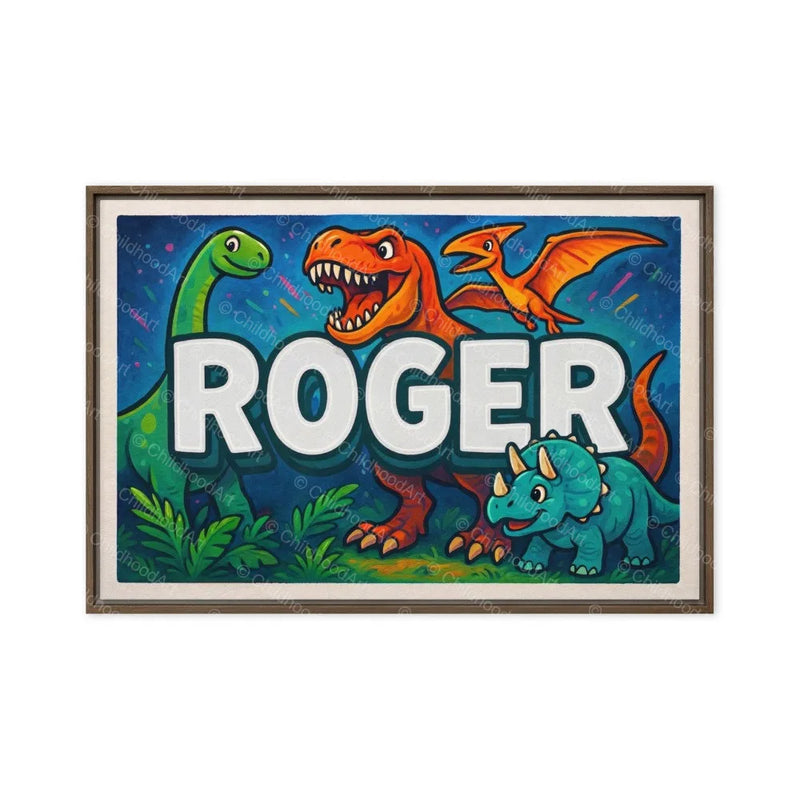 Roger Name Art - Dinosaur Adventure personalized wall print for kids