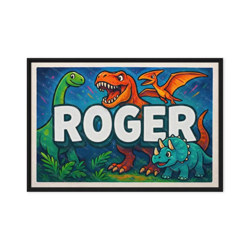 Roger Name Art - Dinosaur Adventure personalized wall print for kids