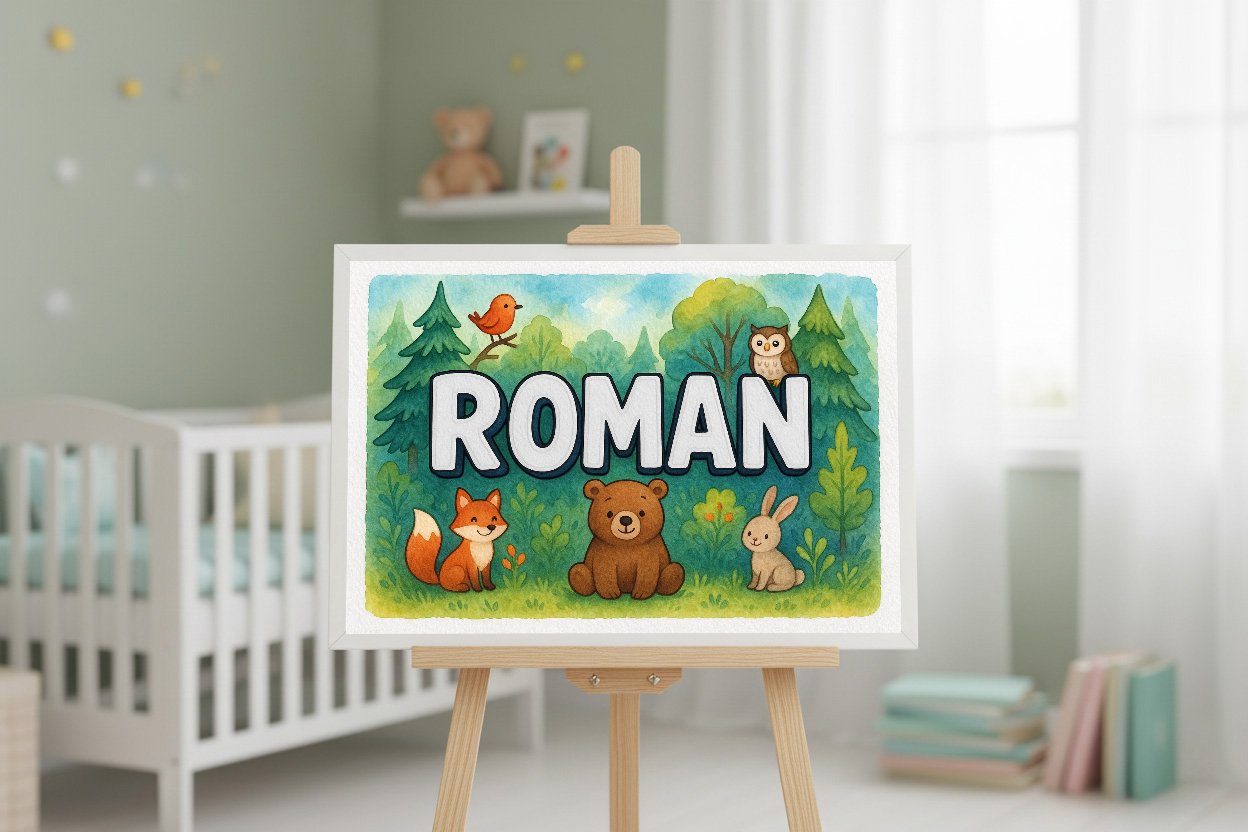 Personalized name art for Roman