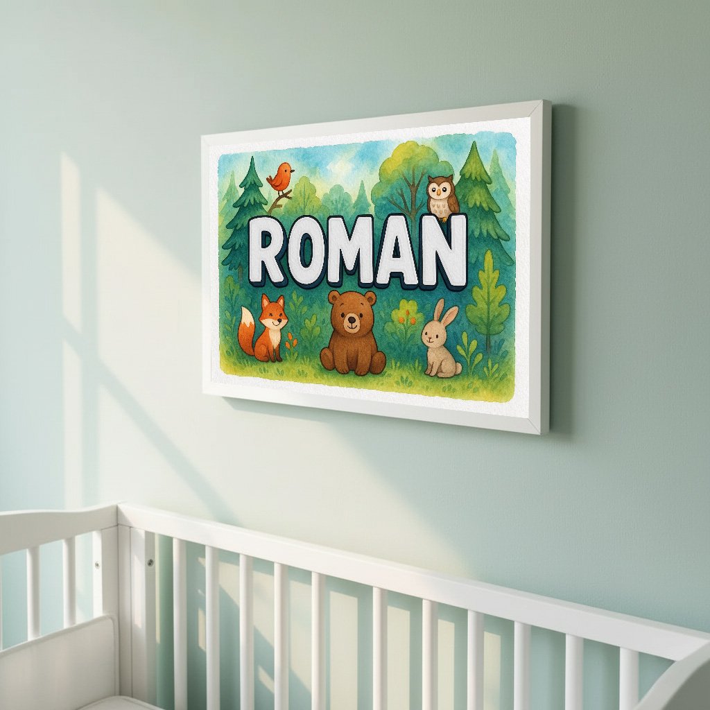 Personalized name art for Roman