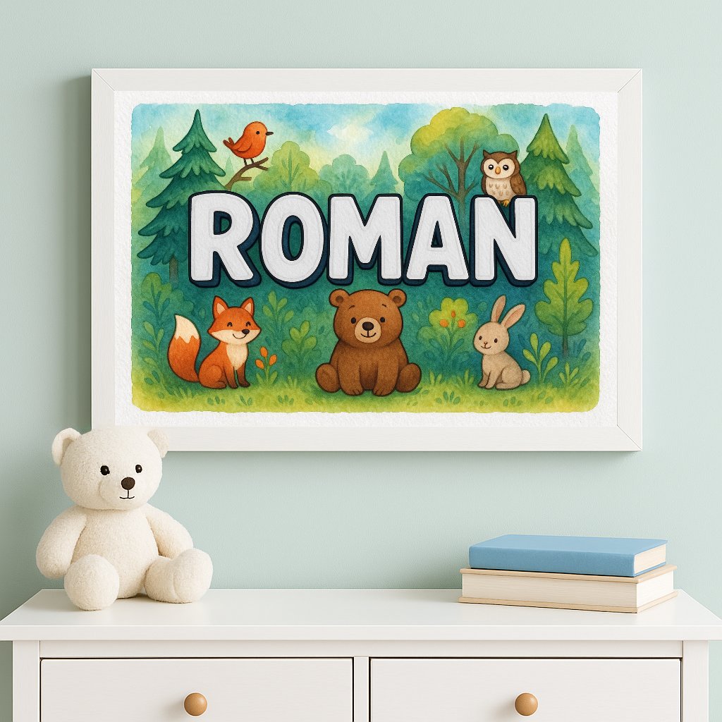 Personalized name art for Roman