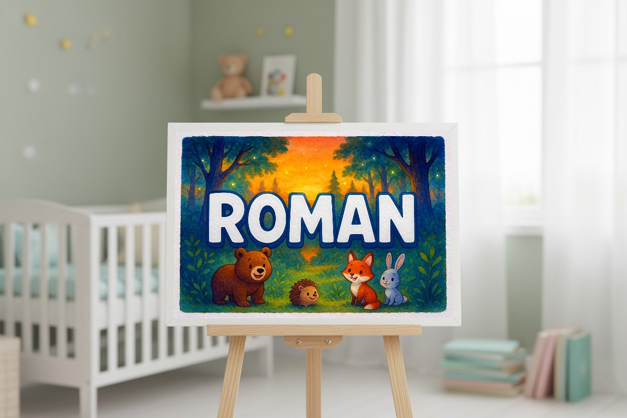 Personalized name art for Roman