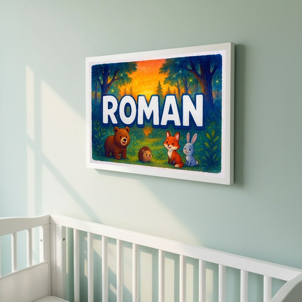 Personalized name art for Roman