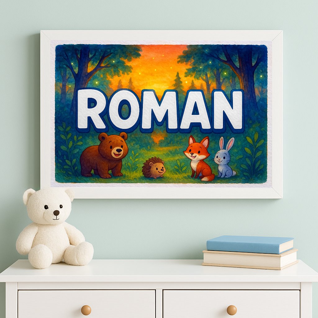 Personalized name art for Roman