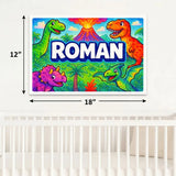 Roman Name Art - Dinosaur Adventure personalized wall print for kids