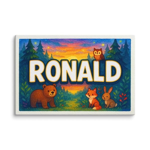 Ronald Name Art - Forest Friends Personalized Wall Art