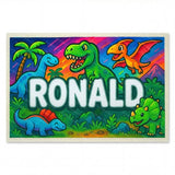 Ronald Name Art - Dinosaur Adventure personalized wall print for kids