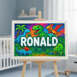 Ronald Name Art - Dinosaur Adventure personalized wall print for kids