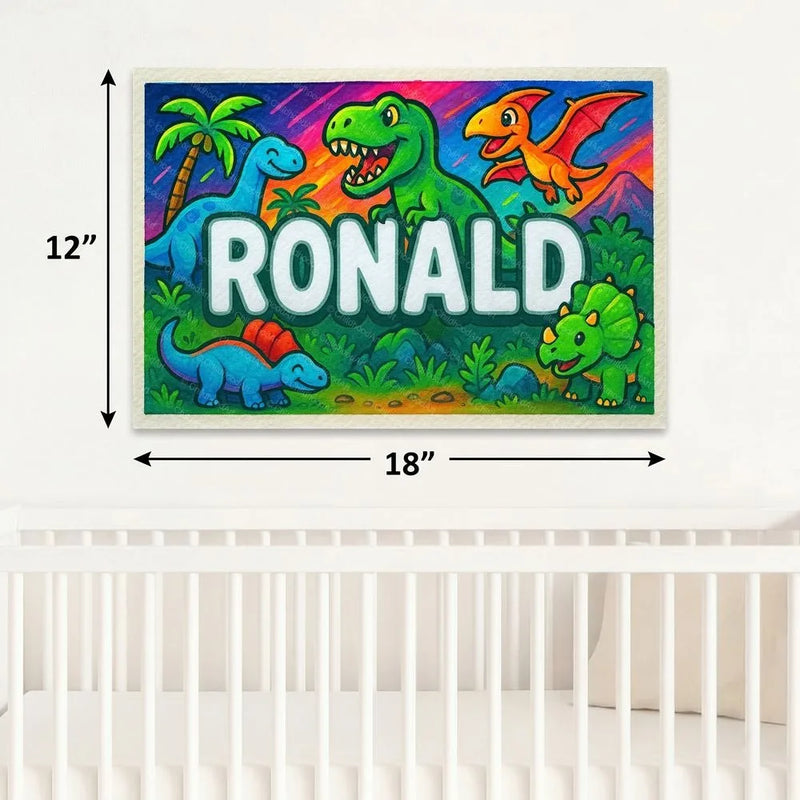 Ronald Name Art - Dinosaur Adventure personalized wall print for kids