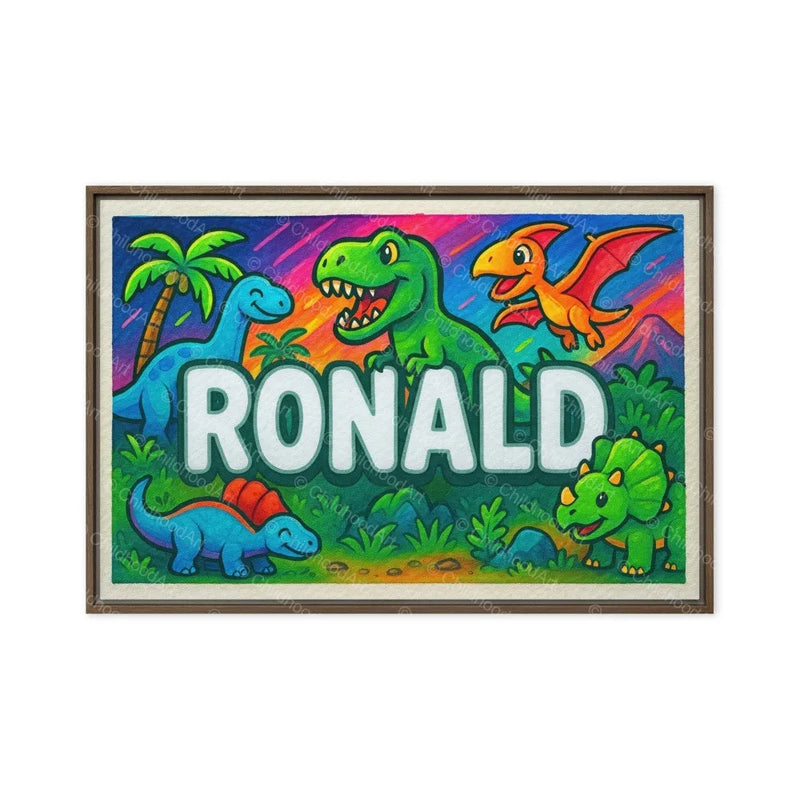 Ronald Name Art - Dinosaur Adventure personalized wall print for kids