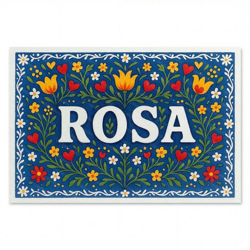 Rosa Name Art - Floral Farmhouse personalized wall print for kids