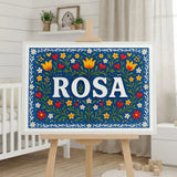 Rosa Name Art - Floral Farmhouse personalized wall print for kids