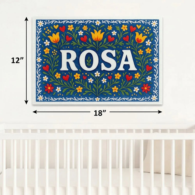 Rosa Name Art - Floral Farmhouse personalized wall print for kids