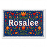 Rosalee Name Art - Floral Farmhouse personalized wall print for kids
