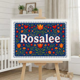 Rosalee Name Art - Floral Farmhouse personalized wall print for kids