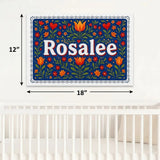 Rosalee Name Art - Floral Farmhouse personalized wall print for kids