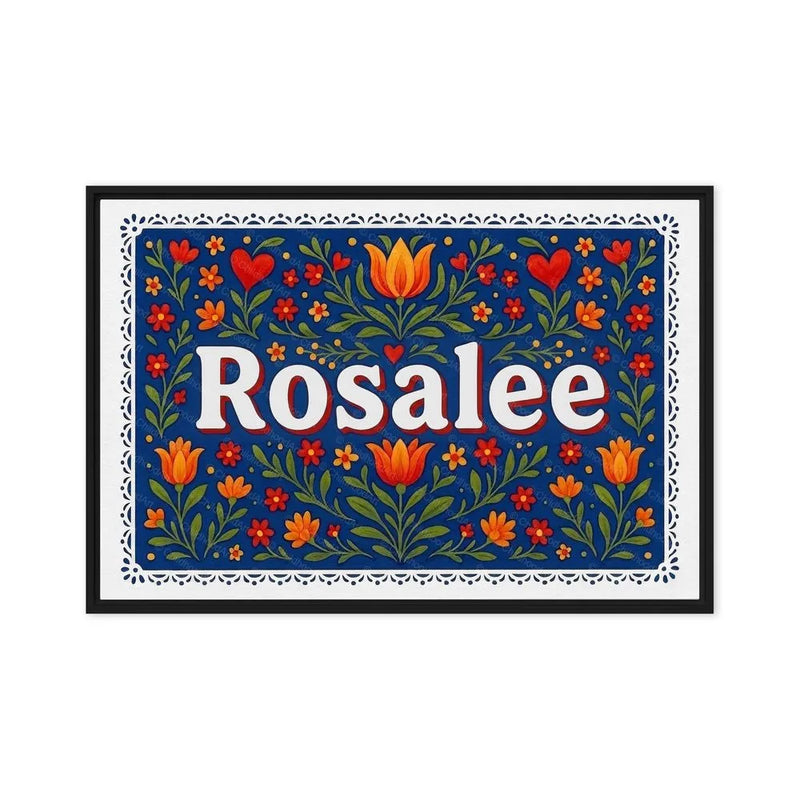 Rosalee Name Art - Floral Farmhouse personalized wall print for kids
