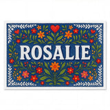 Rosalie Name Art - Floral Farmhouse personalized wall print for kids