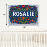 Rosalie Name Art - Floral Farmhouse personalized wall print for kids