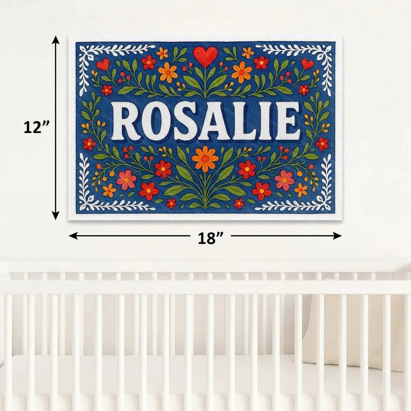 Rosalie Name Art - Floral Farmhouse personalized wall print for kids