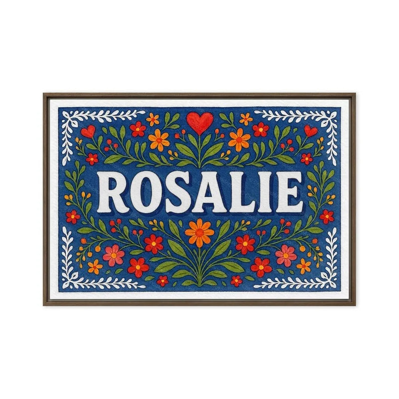 Rosalie Name Art - Floral Farmhouse personalized wall print for kids