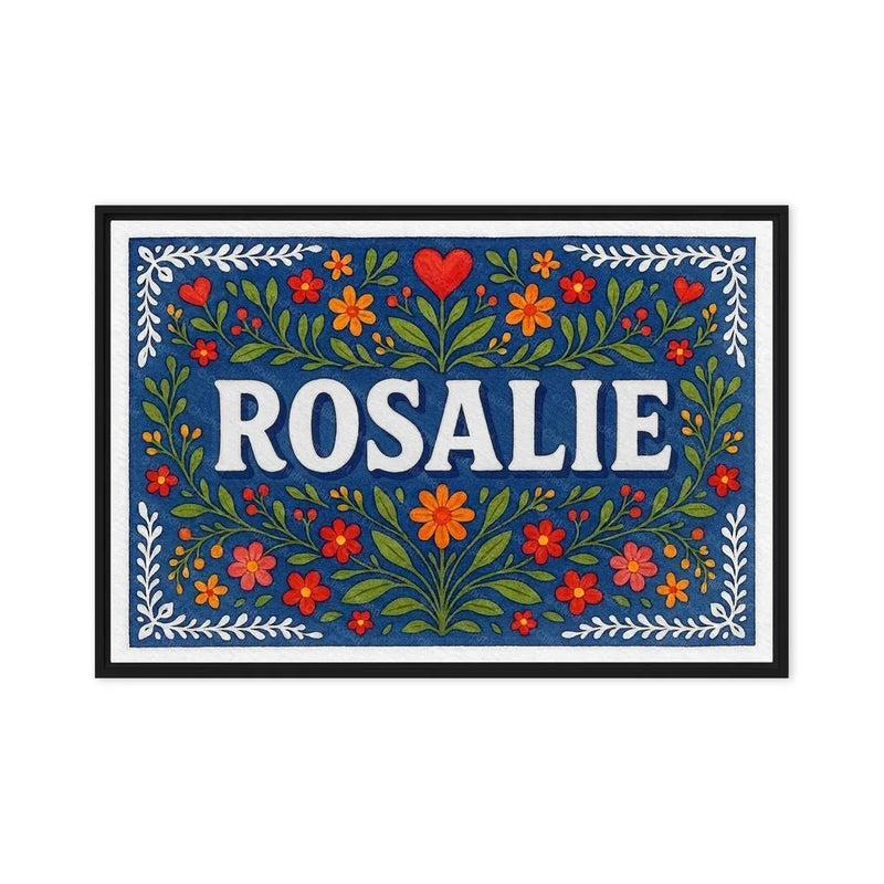 Rosalie Name Art - Floral Farmhouse personalized wall print for kids