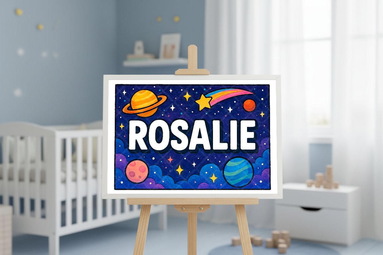 Personalized space name art for Rosalie