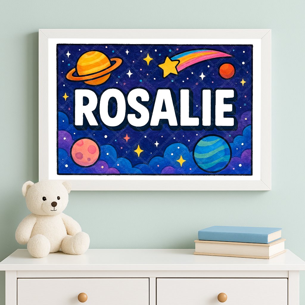 Personalized space name art for Rosalie