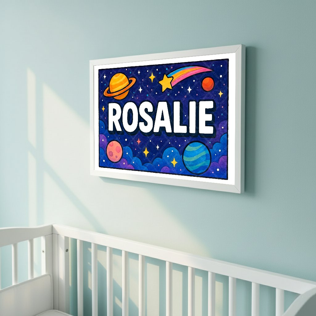 Personalized space name art for Rosalie