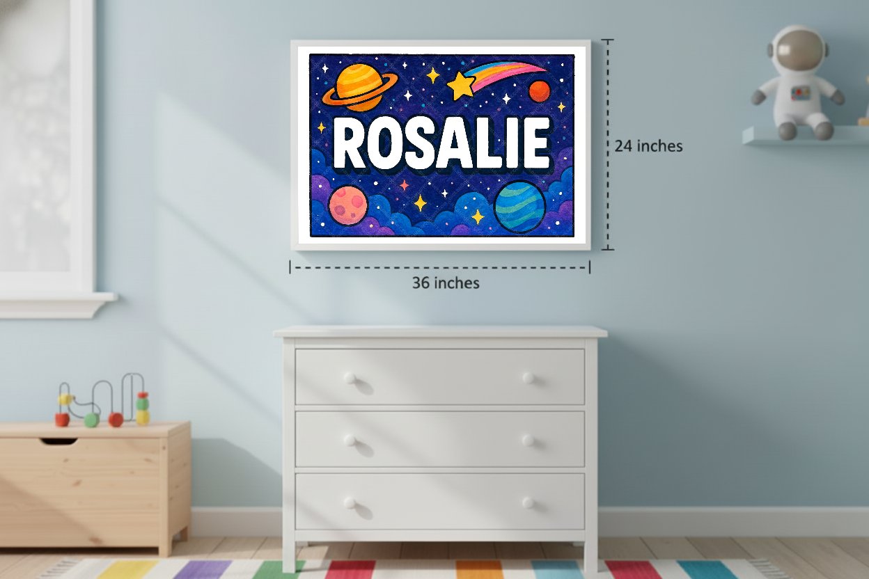 Personalized space name art for Rosalie