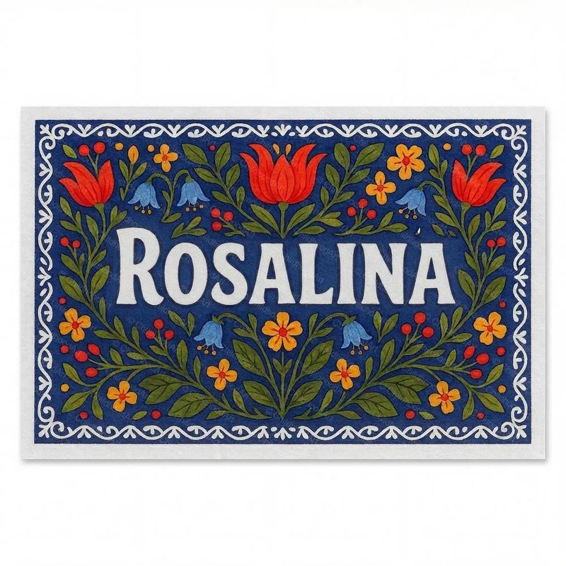 Rosalina Name Art - Floral Farmhouse personalized wall print for kids