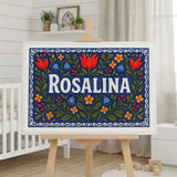 Rosalina Name Art - Floral Farmhouse personalized wall print for kids