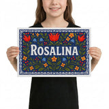 Rosalina Name Art - Floral Farmhouse personalized wall print for kids