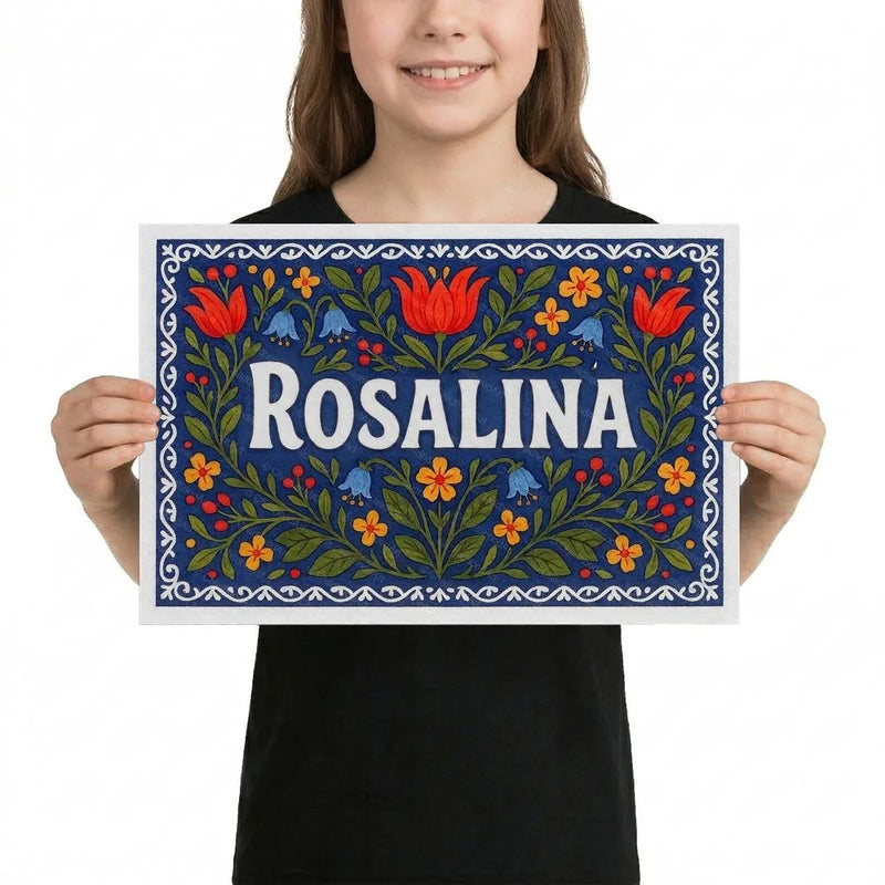 Rosalina Name Art - Floral Farmhouse personalized wall print for kids