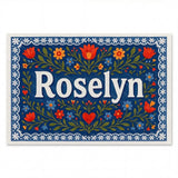 Roselyn Name Art - Floral Farmhouse personalized wall print for kids