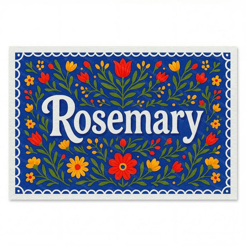 Rosemary Name Art - Floral Farmhouse personalized wall print for kids
