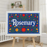 Rosemary Name Art - Floral Farmhouse personalized wall print for kids
