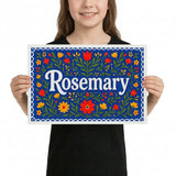 Rosemary Name Art - Floral Farmhouse personalized wall print for kids