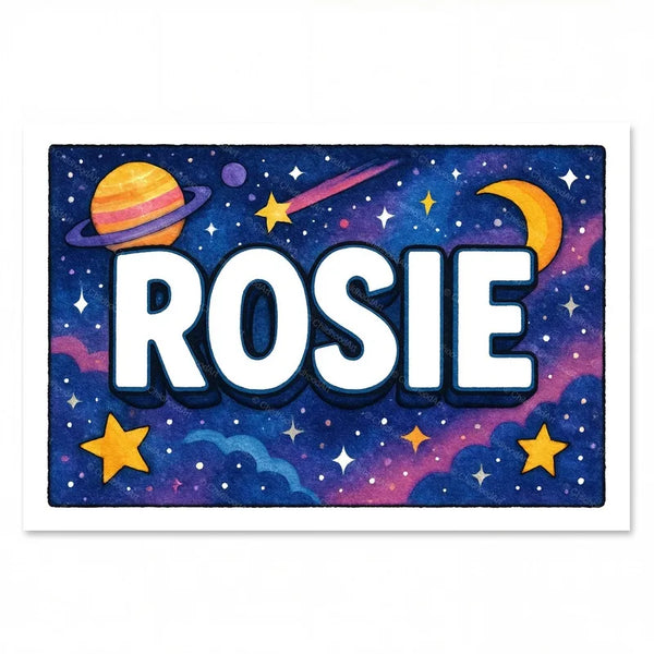 Rosie Name Art - Space Explorers Personalized Wall Art