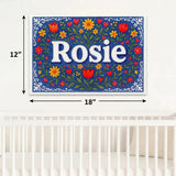 Rosie Name Art - Floral Farmhouse personalized wall print for kids
