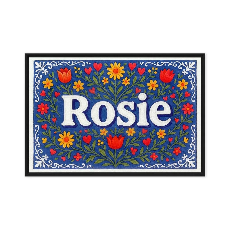 Rosie Name Art - Floral Farmhouse personalized wall print for kids