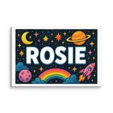 Rosie Name Art - Space Explorers personalized wall print for kids